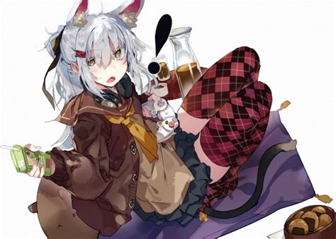 Wallpaper Anime Girl Gamer Bunny Ears White Hair Wallpapermaiden