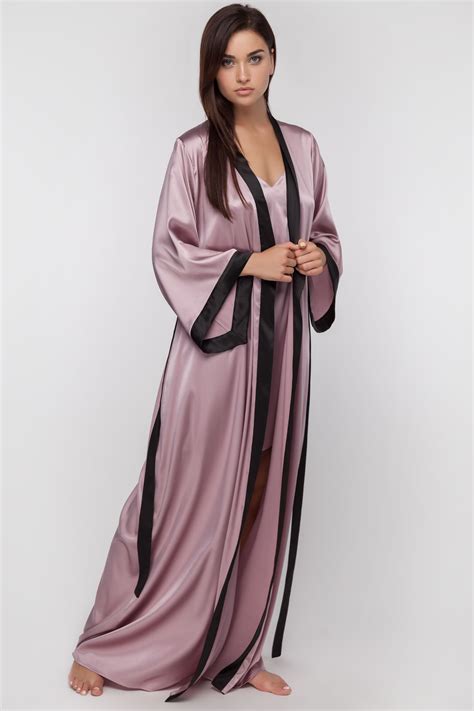 Set With Long Silk Robe And Silk Nightgown S 3 The Set Of The Long Robe And Nightgown Is Made Of