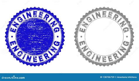 Grunge Engineering Textured Stamps Stock Vector Illustration Of