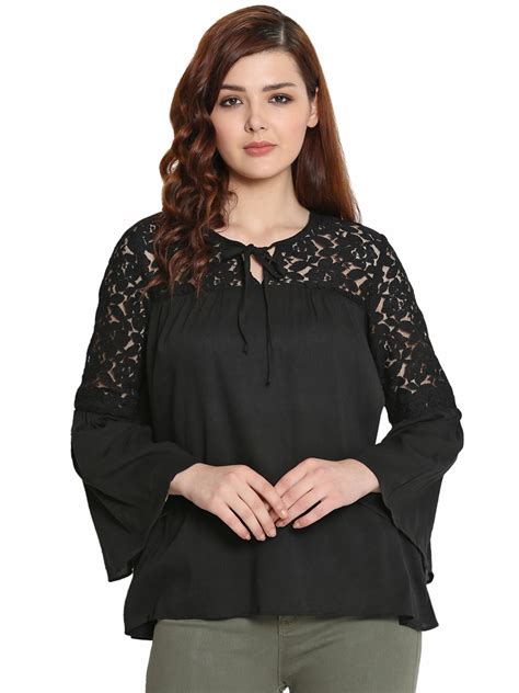 Buy Shreemanya Lace Stylish Black Top For Women And Girls Western Wear