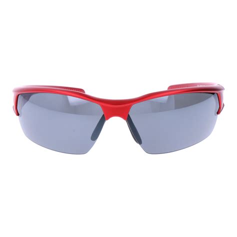 Cut Away Frame Triangular Wrap Around Sport Sunglasses Red Grey Polaroid Sunglasses