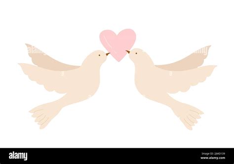 Two Doves With Heart Love Celebrate Romantic Relationship Couple