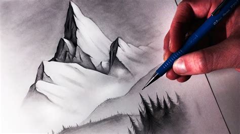How To Draw A Misty Mountain Youtube