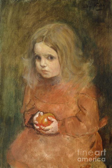 Litte Girl With Apple Painting By O Vaering By Oda Krohg Pixels