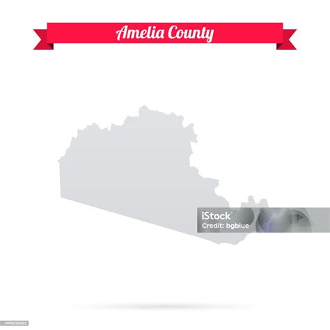 Amelia County Virginia Map On White Background With Red Banner Stock