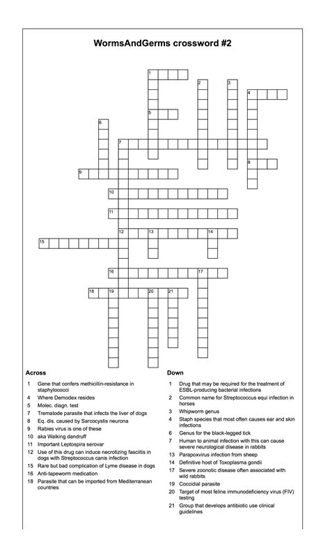 ) causing disease crossword clue. Crossword #2 | Worms & Germs Blog