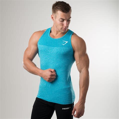 Gymshark Phantom Seamless Tank Blue New Releases Featured Mens Gym Outfit Men Gym