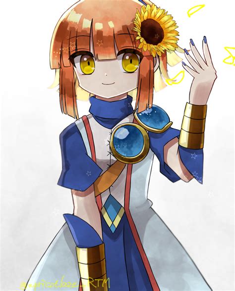 Safebooru 1girl Arle Nadja Bangs Blue Nails Blue Skirt Blush Brown Hair Flower Hair Flower