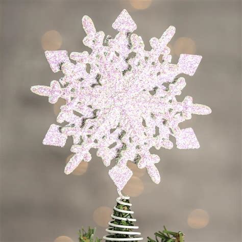 White Iridescent Sparkling Snowflake Tree Topper Trees And Toppers