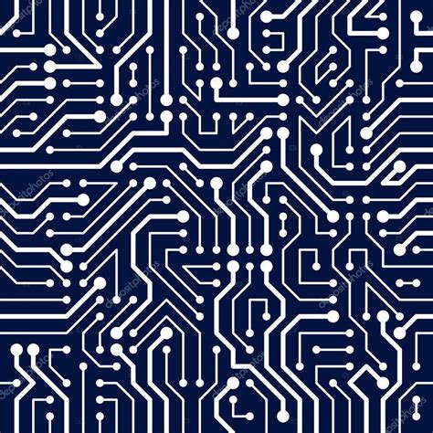 Circuit Board Seamless Pattern Vector Background Microchip Technology