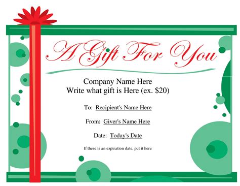 printable gift certificate template  christmas
