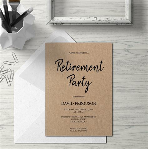 Retirement Party Invitation Simple Kraft Card Rustic Retirement Party
