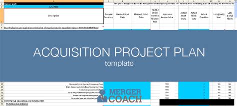 Acquisition Project Plan Template Excel And Microsoft Project Formats