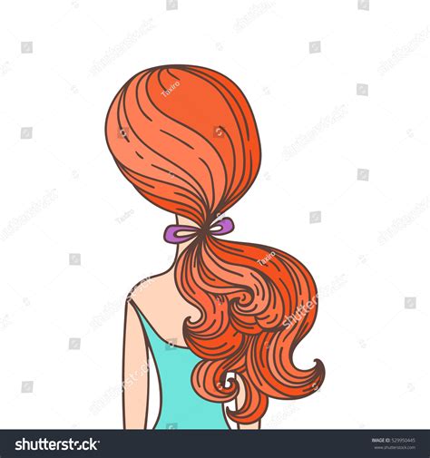 Girl Ponytail Hairstyle View Back Vector Stock Vector Royalty Free