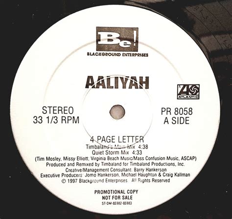 Aaliyah 4 Page Letter 1997 Vinyl Discogs