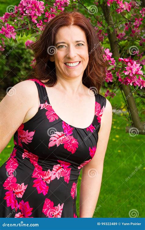 Portrait Of A Middle Age Woman Stock Image Image Of Casual Blooming