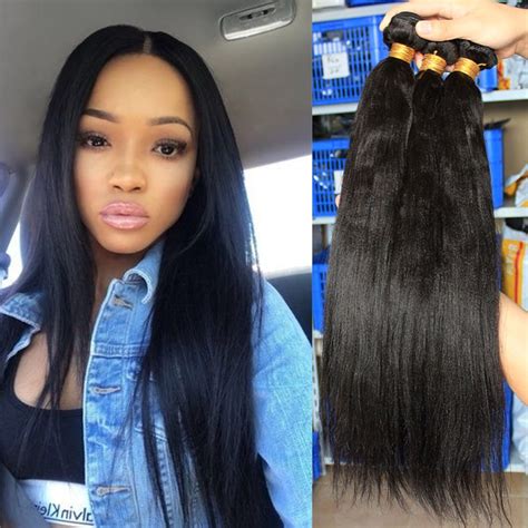 Brazilian Light Yaki Straight Bundles 100 Human Hair Bundles For Black