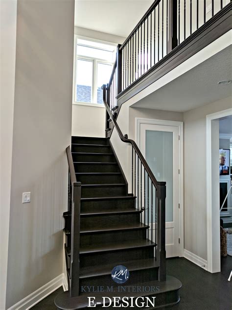 Benjamin Moore Collingwood In A Staircase With Dark Wood