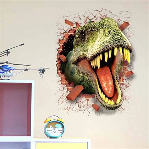 3d Dinosaur Wall Paper Antistatic Wall Sticker Through Wall Wall Poster