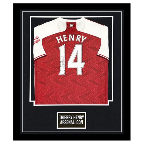 Thierry Henry Signed Shirt Framed Arsenal Fc Icon Jersey