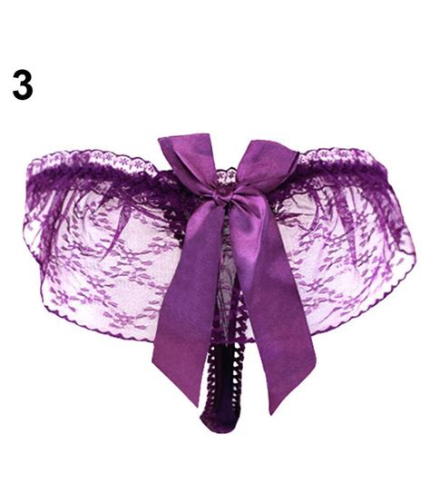 Buy Women Sexy See Through Lace G String Bowknot Decor Thong Panties