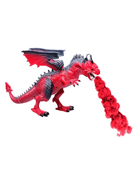 Интерактивная игрушка красный Дракон огнедышащий со светом и звуком