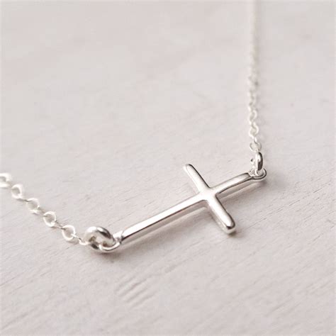 Sterling Silver Sideways Cross Necklace