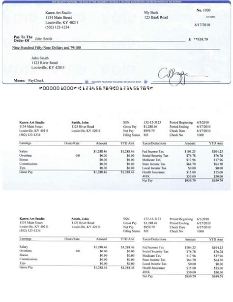 Payroll Check Template Template Business