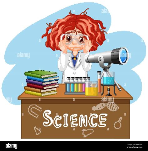 Sad Girl Working In Science Lab Illustration Stock Vector Image And Art