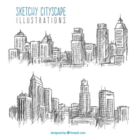 Sketches Of Cityscapes Free Vector Architecture Collage Diagram