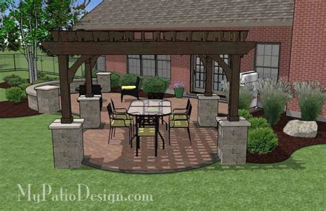 Building a patio in your backyard is a great way to increase the curb appeal of your home, plus create an outdoor living place to relax you can also browse through our outdoor photo galleries to find some of the top 2016 patio designs with paver stones to create one of the trendiest. Concrete Paver Patio Design with Pergola | Download Plan ...