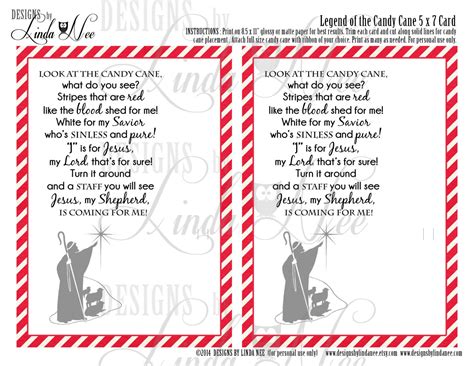 Download our printable version below. Legend of the Candy Cane - Printable 5 x 7 cards with poem ...