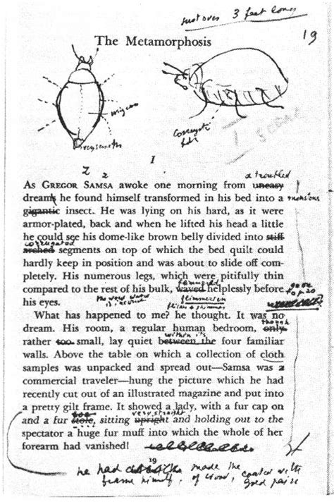 The Metamorphosis Franz Kafka 1915 First Page Annotations By