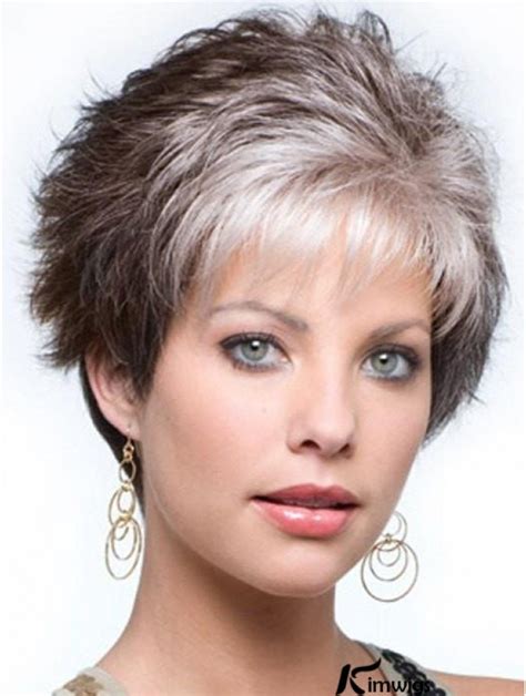 Capless Curly Cropped Inch Salt And Pepper Grey Wigs