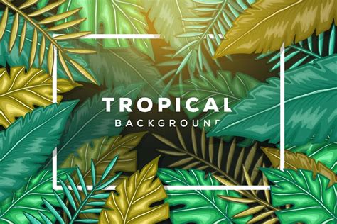 Tropical Leaves Background With Frame Vector Tropical Leaves Abstract