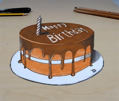 How To Draw A 3d Birthday Cake Step By Step Hello Friends In This Blog
