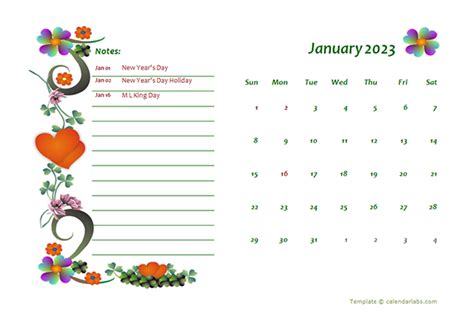 2023 Monthly Calendar Template Design Free Printable Templates Free