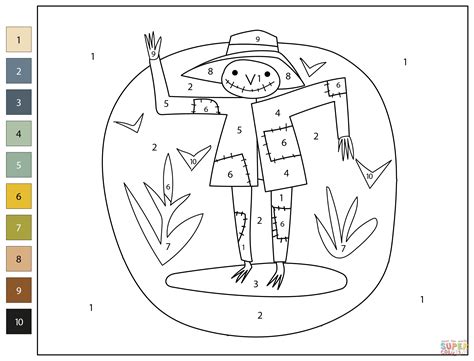 Scarecrow Color By Number Coloring Page Free Printable Coloring Pages