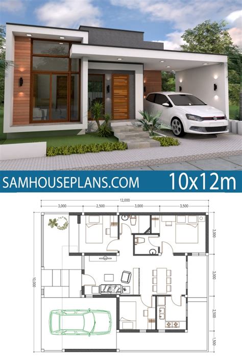 Home Plan 10x12m 3 Bedrooms Sam House Plans