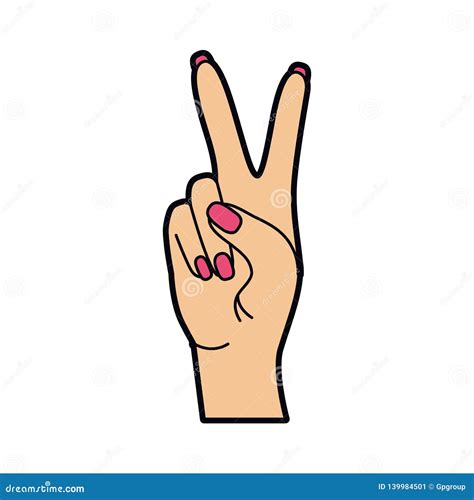 Hand With Peace Sign And Love Pop Art Stock Vector Illustration Of