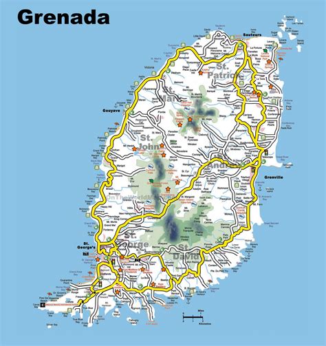 Grenada is a group of three larger islands (grenada, carriacou, and petite martinique) and several tiny islands in the caribbean, or west indies. Grenada tourist map