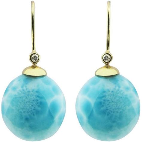 The World Of Larimar Earrings 14k White Gold With Larimar And Diamonds