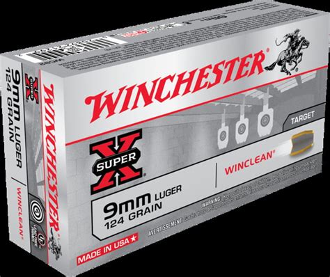 Winchester Super X Handgun 9mm Luger 124 Grain Winclean Enclosed Base