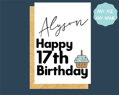 17th Birthday Card Boy Birthday Card For Teenage Boy Etsy Singapore
