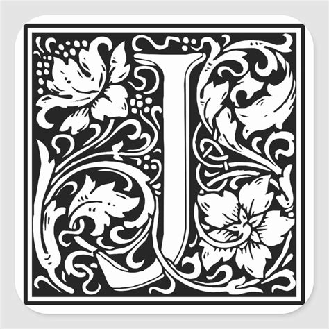 William Morris Alphabet J Square Sticker Zazzle Illuminated Letters William Morris Art