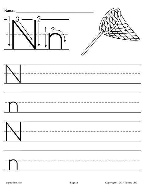 Printable Letter N Handwriting Worksheet Letter N Worksheet