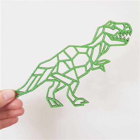 Dinosaur T Rex Wall Decor Set Geometric Wooden Art Kids Etsy