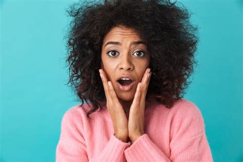 Premium Photo Colorful Image Closeup Of Surprised Woman Grabbing Face With Excited Look And