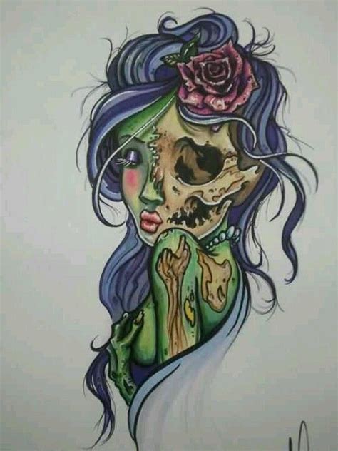 Pin By Cara Layman On Tattoo Ideas Zombie Tattoos Cute Zombie Girl