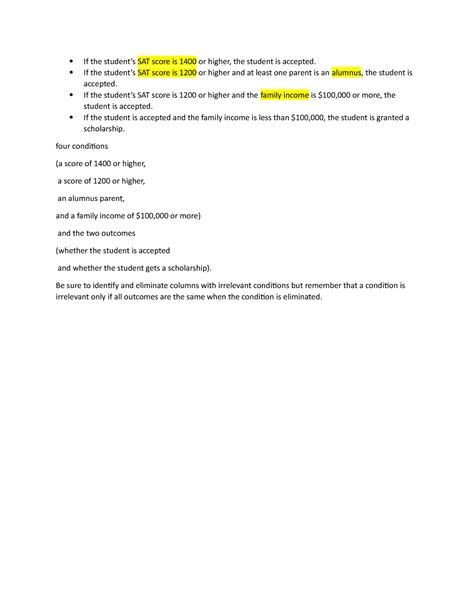 Pseudocode for SAT Program - If the student’s SAT score is 1400 or